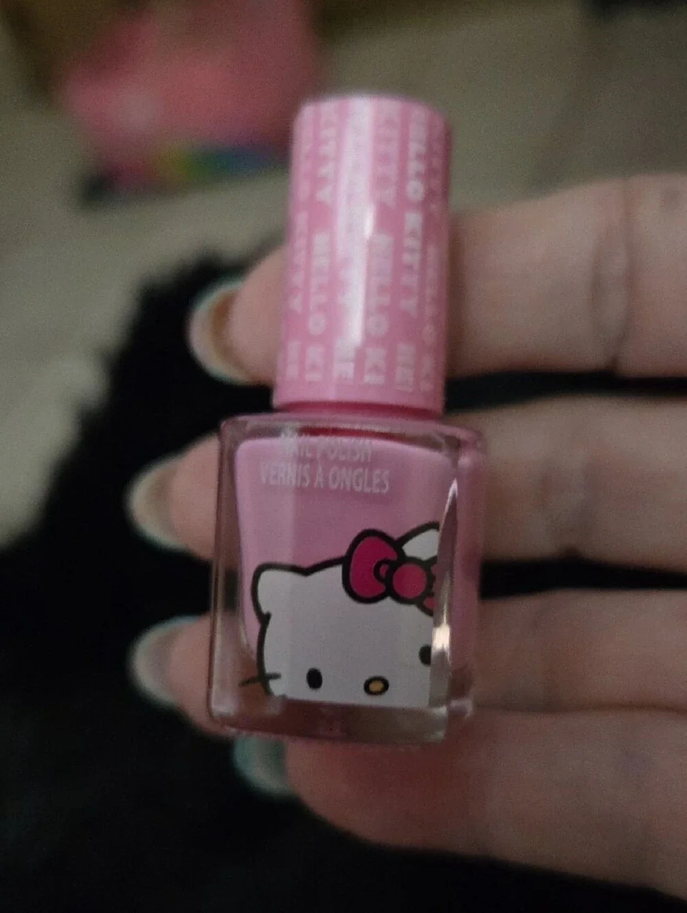Hello Kitty Pink & Purple Kids Nail Polish, Brush, Heart  Pouch, Glass Braclet